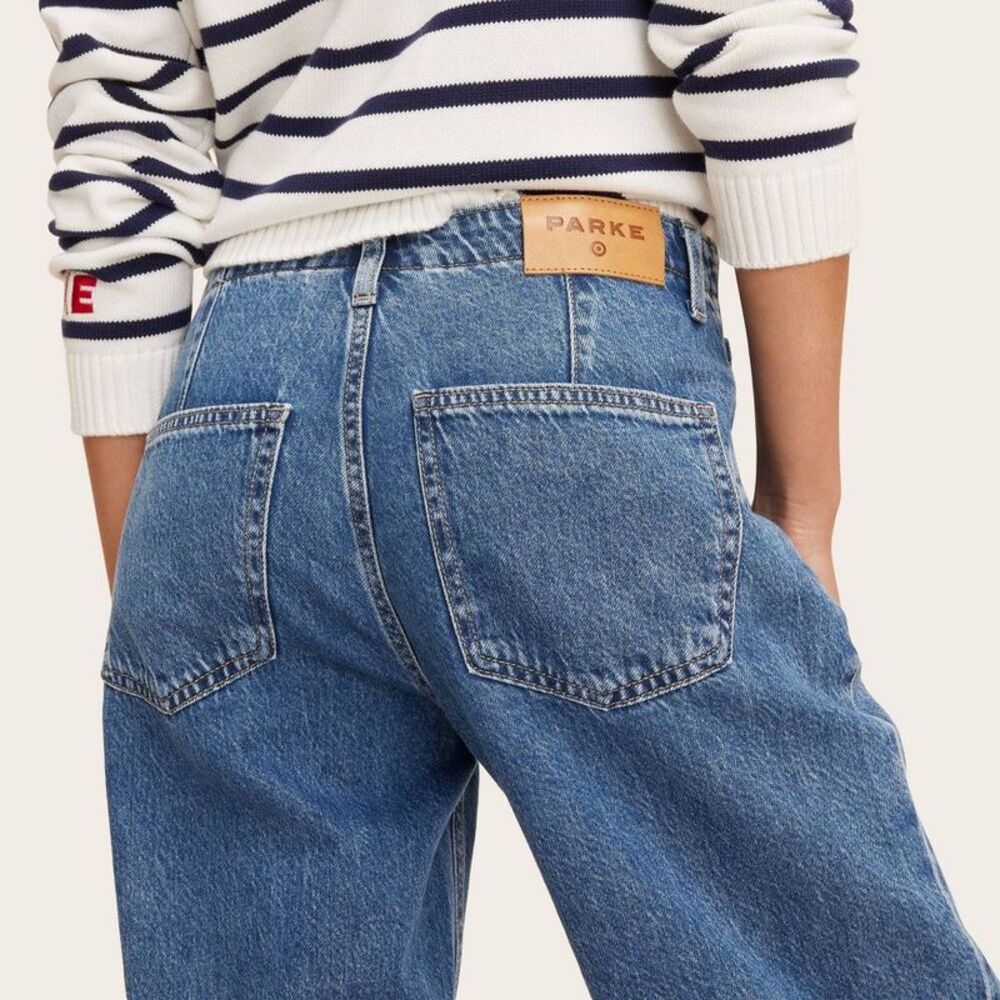 Parke - Women's Mid-Rise Drawstring Baggy Jeans - Parke Me Blue - Picture 3 of 4